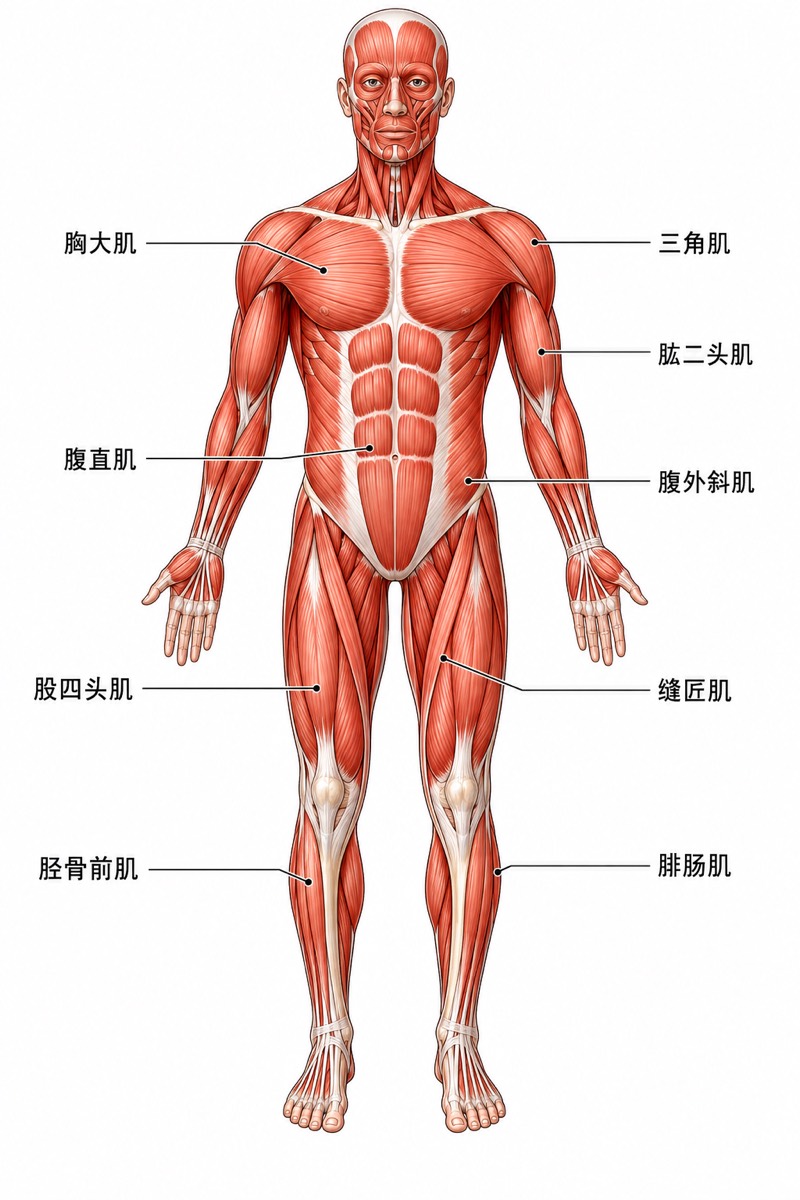 人体肌肉系统解剖图