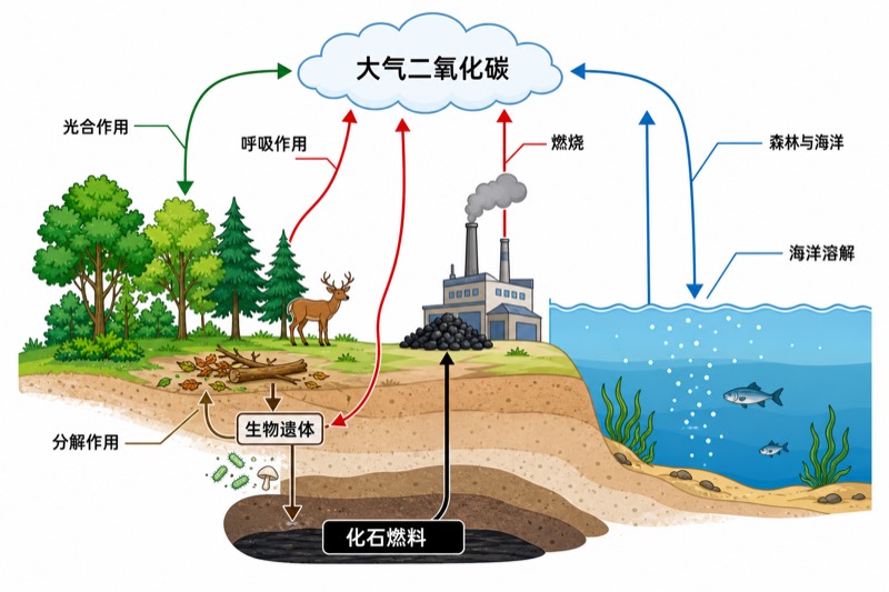 碳循环示意图