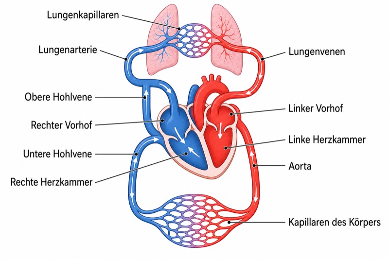 Schematische Darstellung des Blutkreislaufs