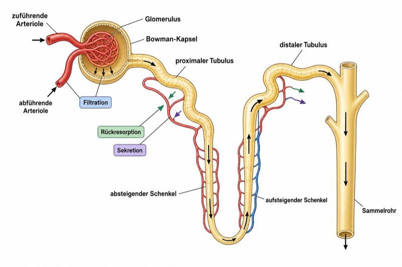 Aufbau eines Nephrons