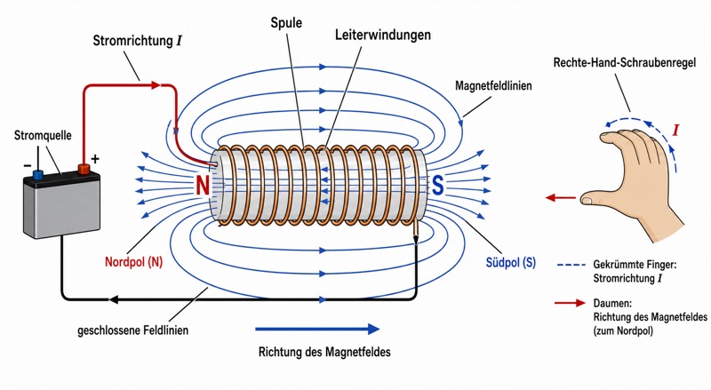 Magnetfeld einer stromdurchflossenen Spule