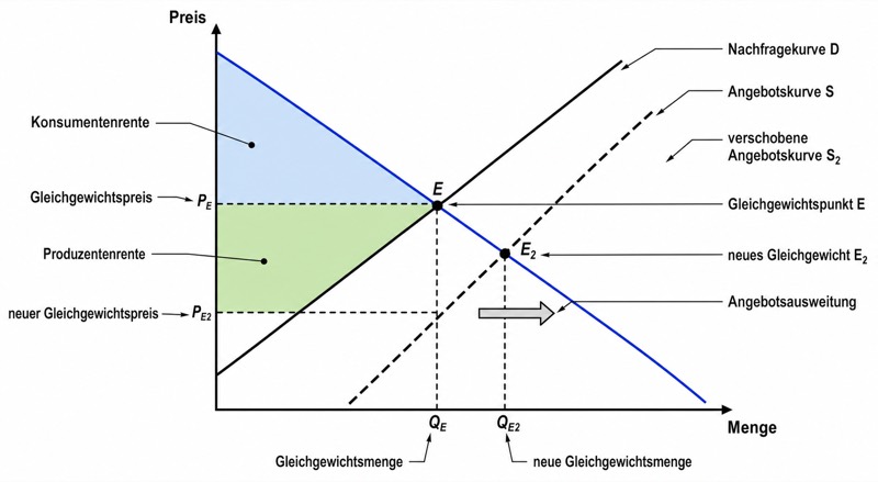 Angebots- und Nachfragekurven