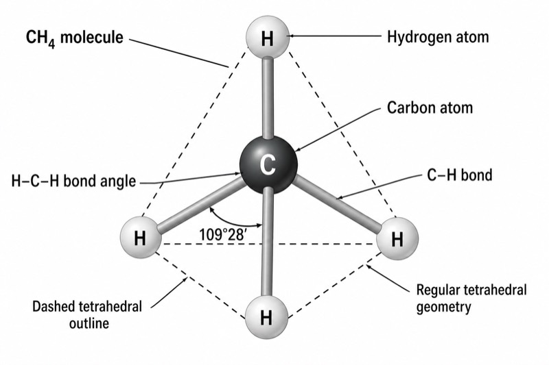 Tetrahedral Structure of a Methane Molecule