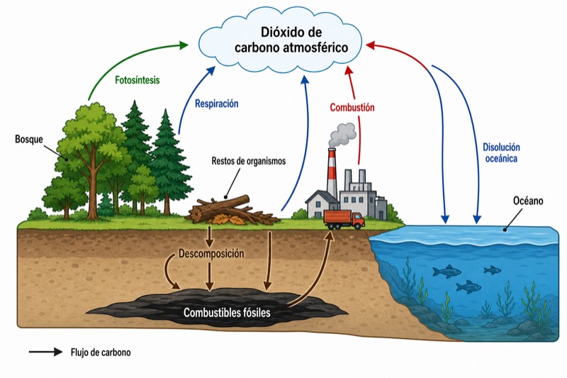 Diagrama del ciclo del carbono