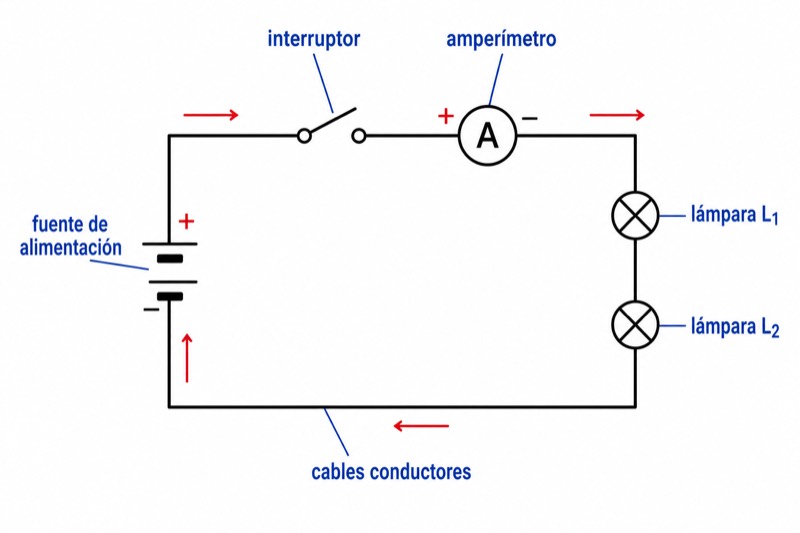 Esquema de un circuito en serie