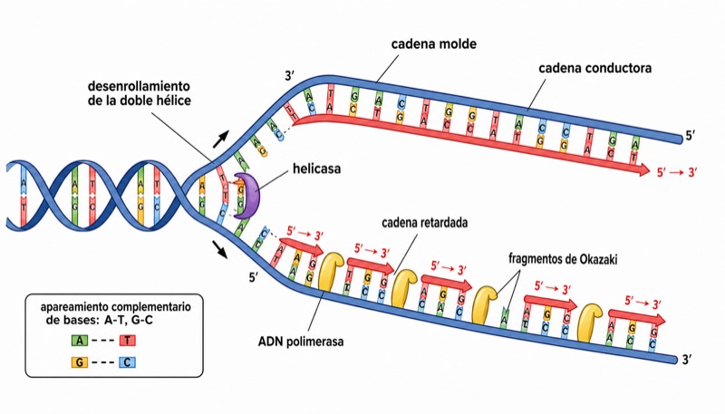 Diagrama de la replicación del ADN