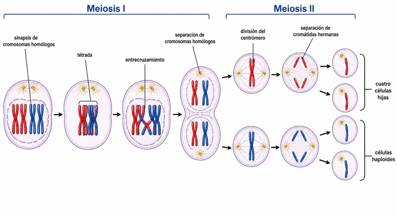 Diagrama del proceso de meiosis
