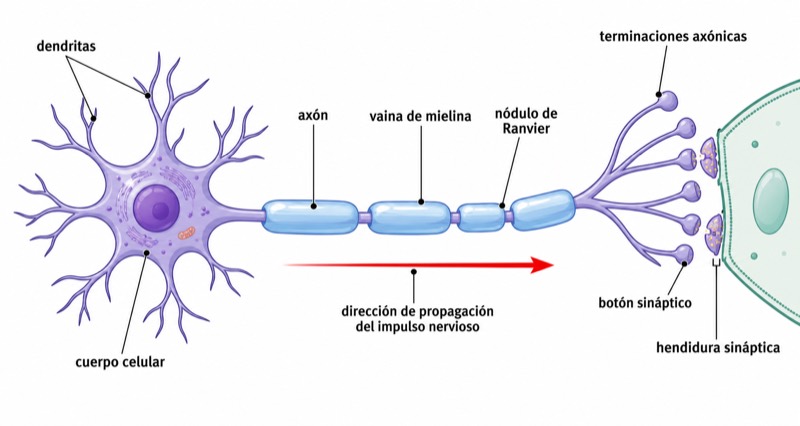 Diagrama de la estructura de una neurona