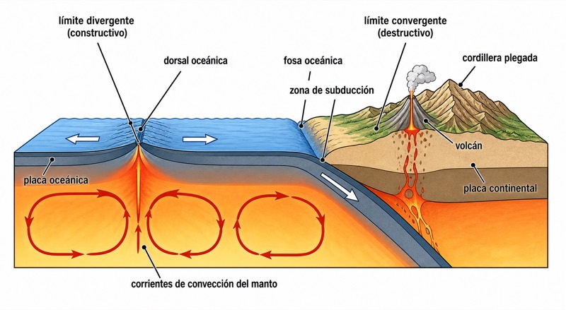 Diagrama de la tectónica de placas