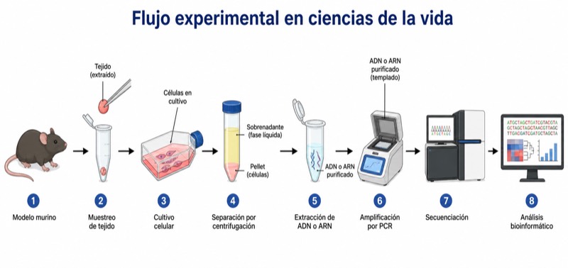 Ilustración científica · Procedimiento experimental