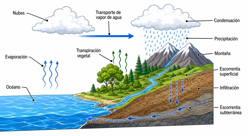Diagrama del ciclo del agua