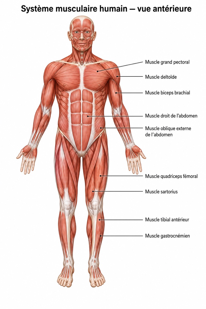 Schéma anatomique du système musculaire humain