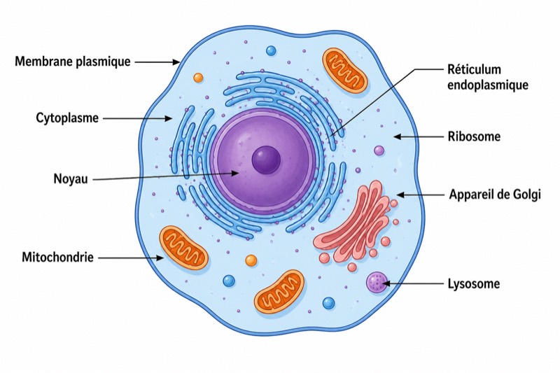 Schéma de la structure d’une cellule animale