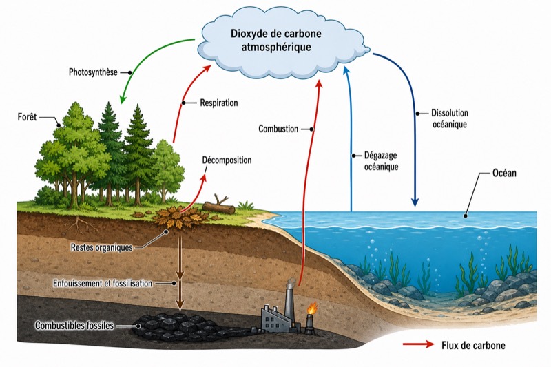 Schéma du cycle du carbone