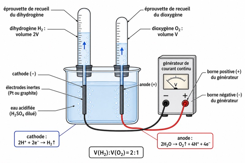 Dispositif expérimental d’électrolyse de l’eau