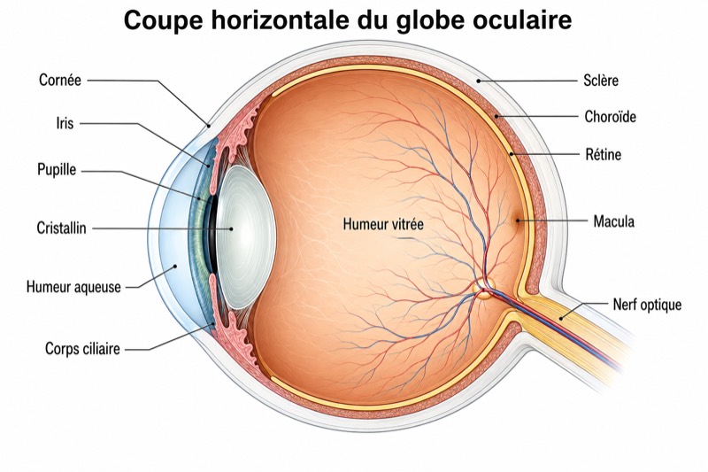 Illustration médicale de l’anatomie de l’œil