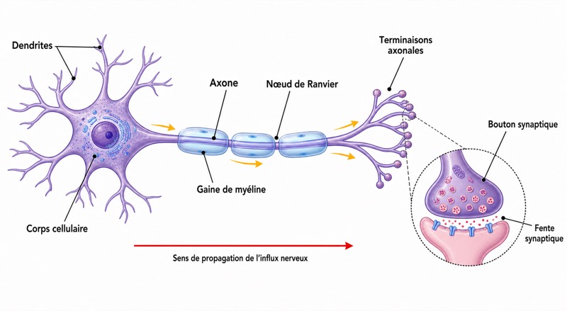 Schéma de la structure d’un neurone