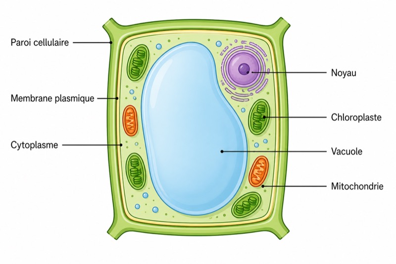 Schéma de la structure d’une cellule végétale