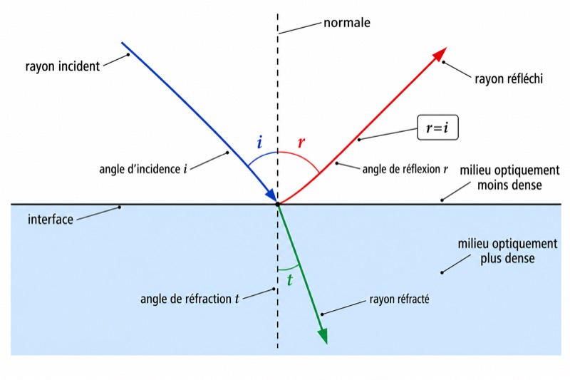 Réflexion et réfraction de la lumière