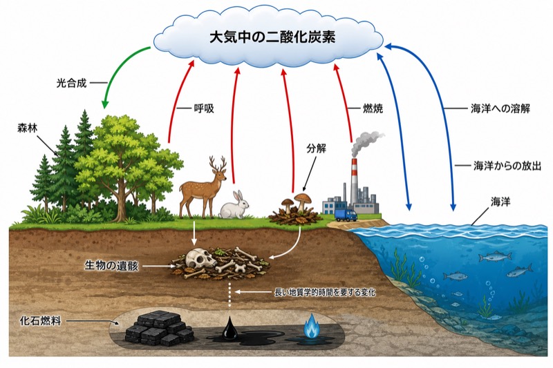 炭素循環の模式図