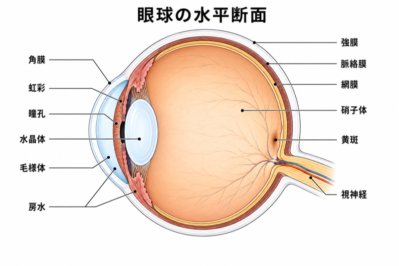 眼球構造の医学イラスト