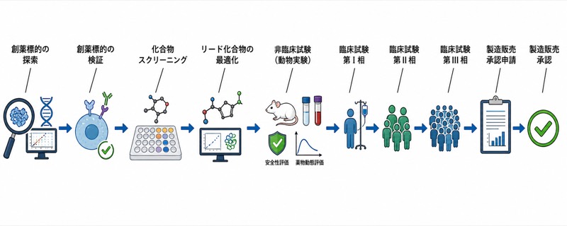 グラフィカルアブストラクト:医薬品開発のプロセス