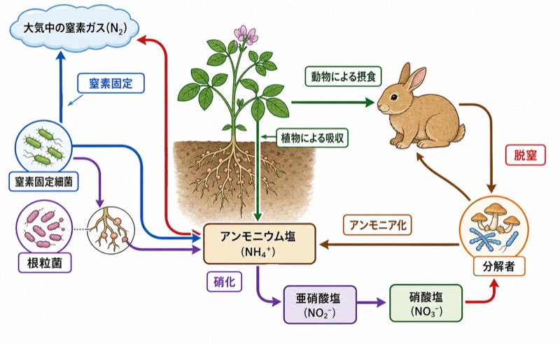 窒素循環の模式図