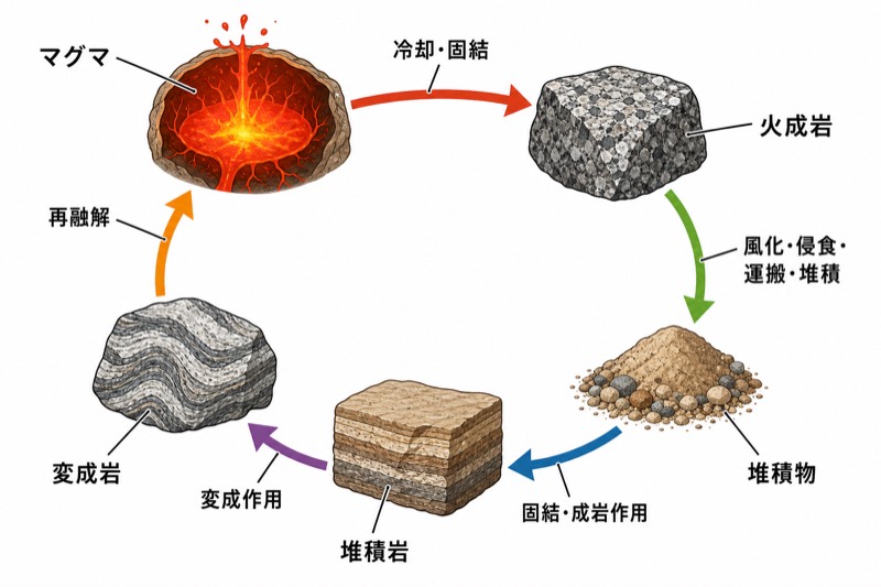 岩石圏における物質循環