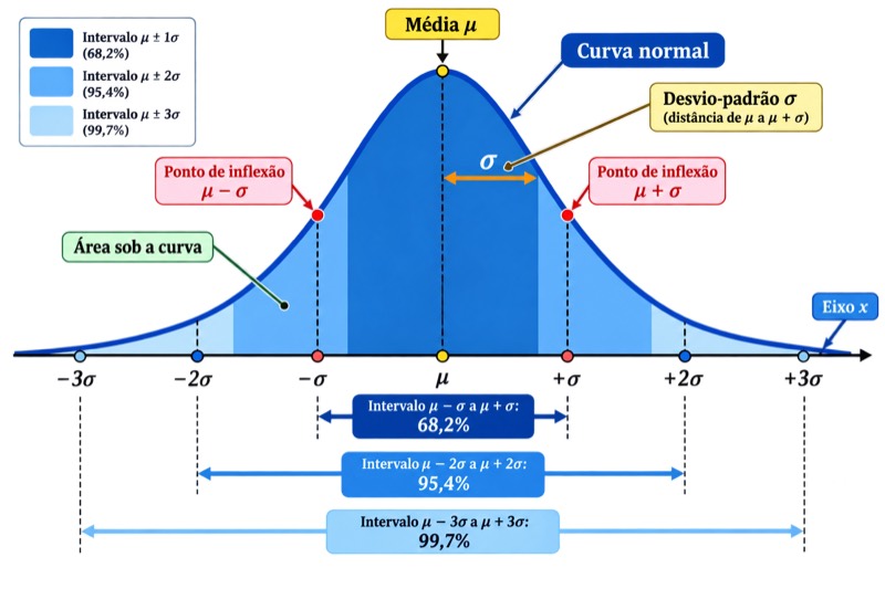 Curva em forma de sino da distribuição normal