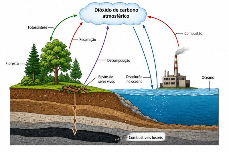 Diagrama do ciclo do carbono