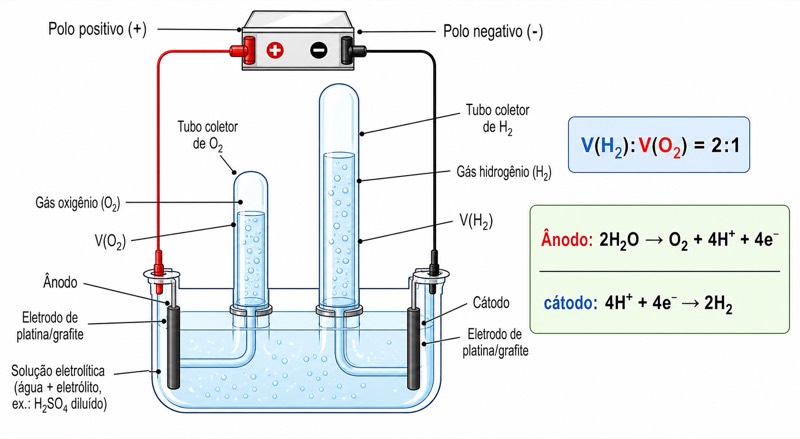 Montagem experimental para a eletrólise da água