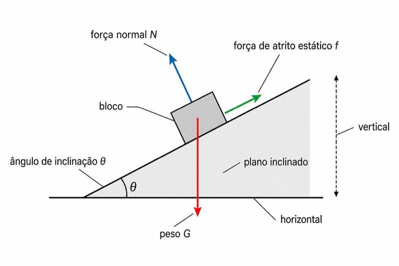 Análise de forças em um plano inclinado