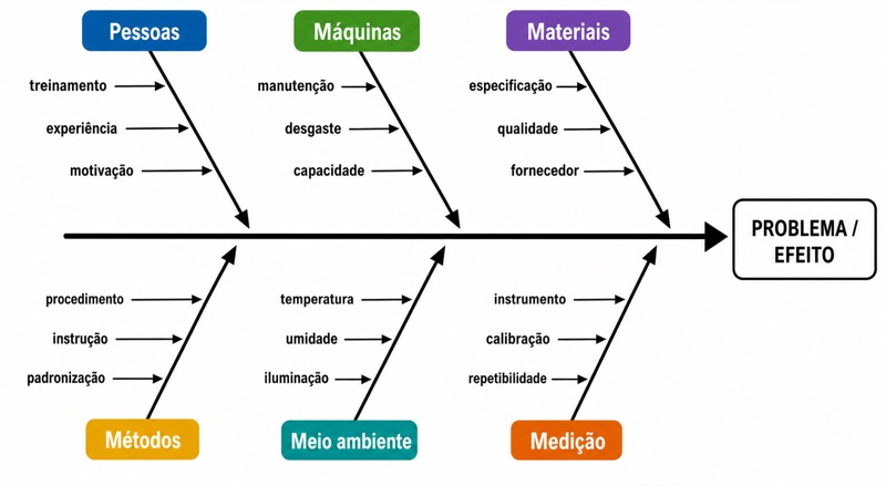 Diagrama de Ishikawa · análise de causa e efeito