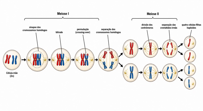 Diagrama do processo de meiose