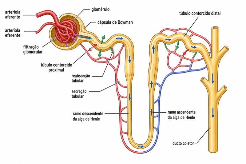 Diagrama da estrutura do néfron