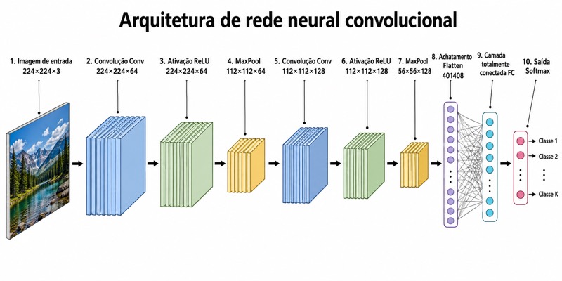 Diagrama da arquitetura de uma rede neuronal · CNN