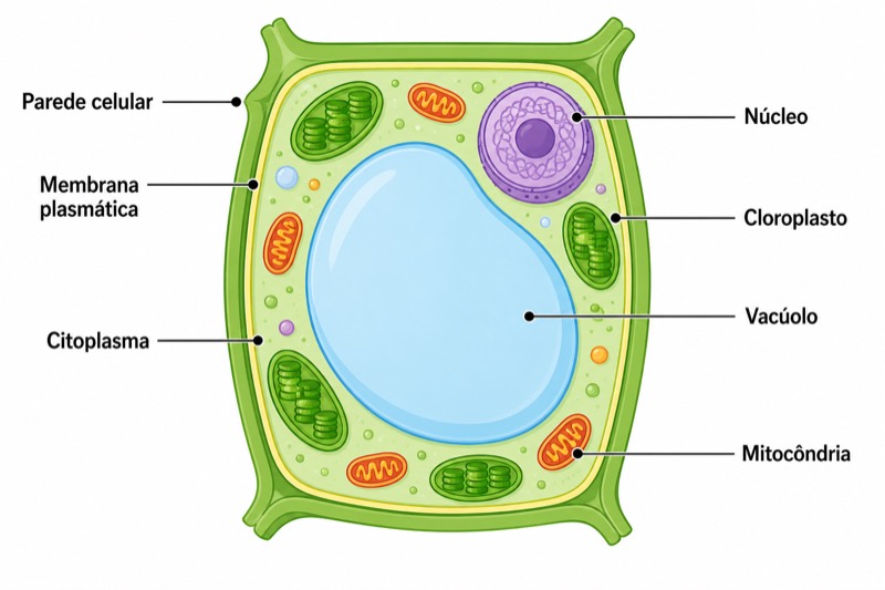 Diagrama da estrutura da célula vegetal