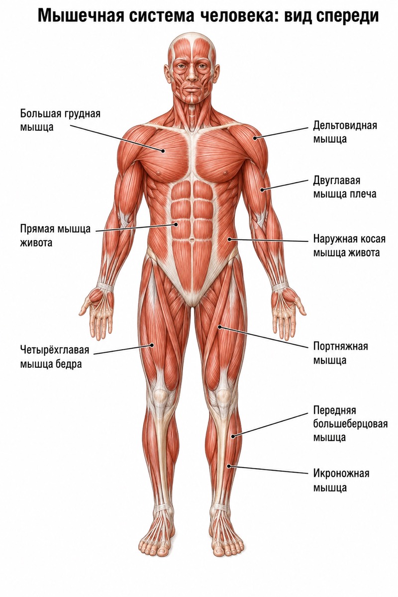 Анатомическая схема мышечной системы человека