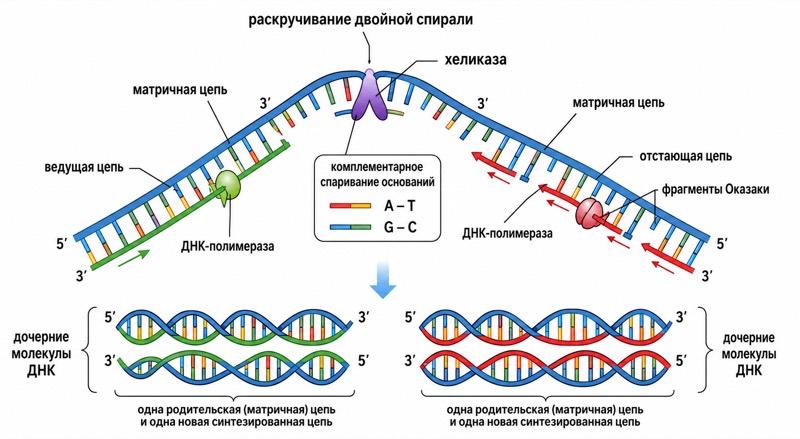 Схема репликации ДНК