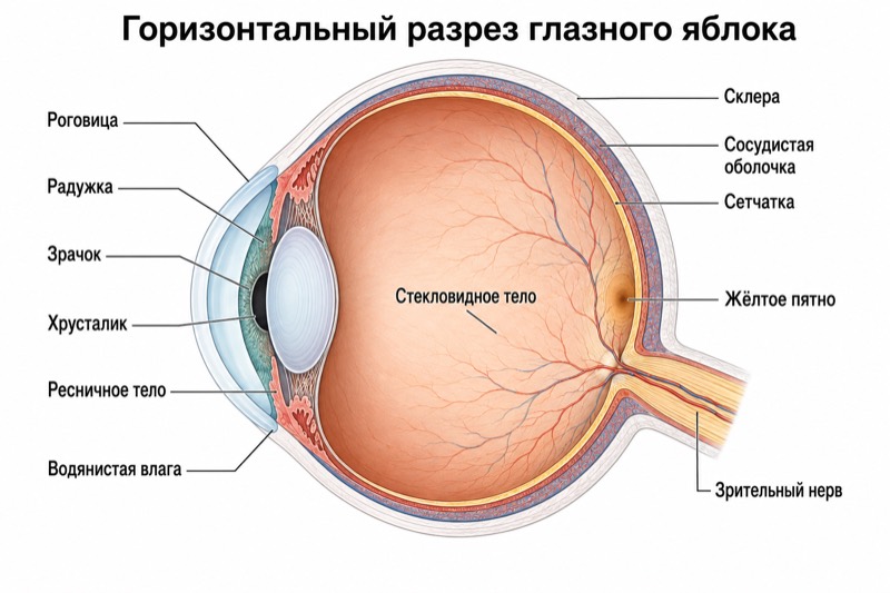 Медицинская иллюстрация строения глазного яблока