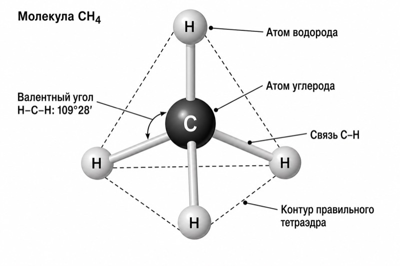 Тетраэдрическое строение молекулы метана
