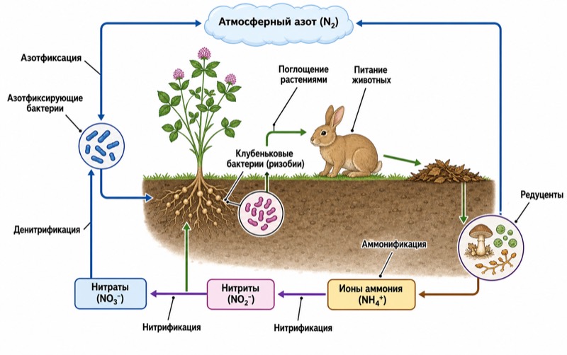 Схема круговорота азота