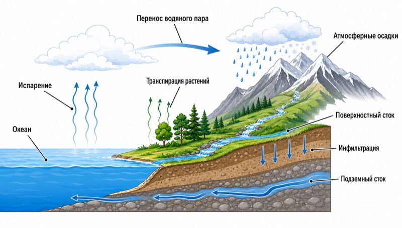 Схема круговорота воды
