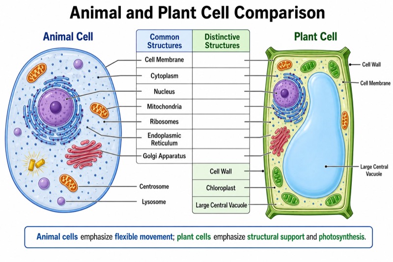 Animal and Plant Cell Comparison Diagram