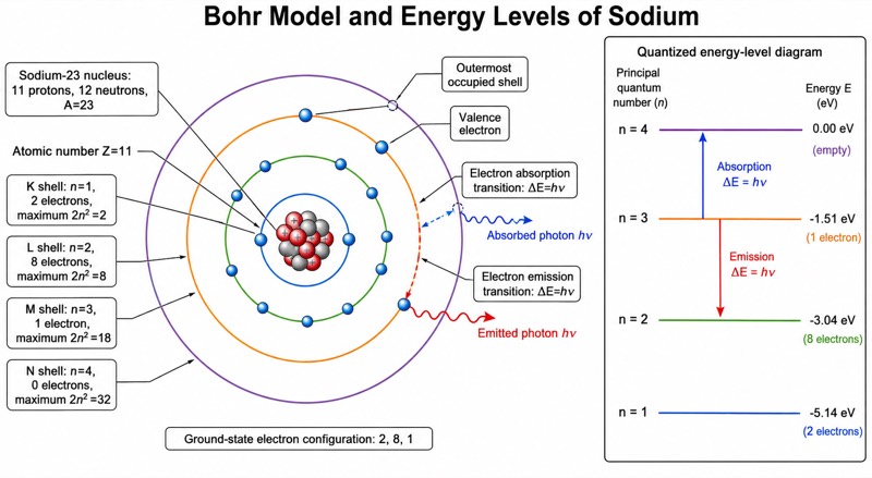 Detailed Bohr Model Diagram (University Level)