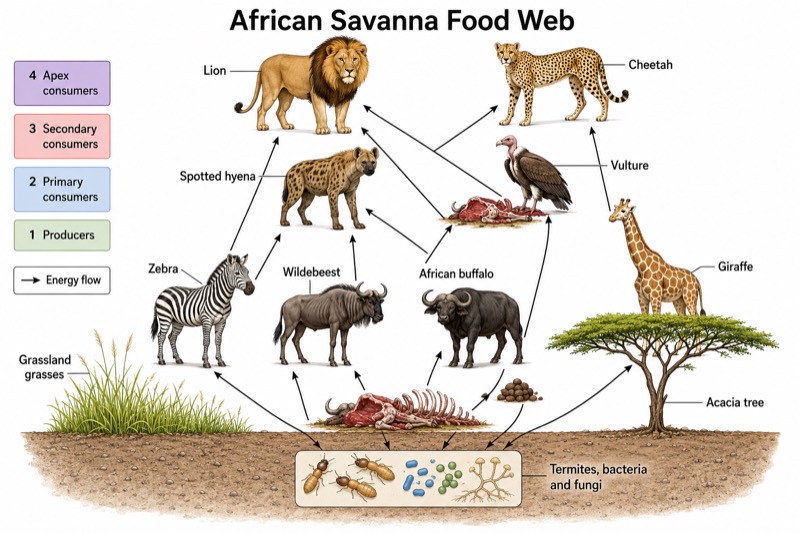 Savanna Food Web Diagram