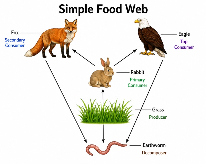 Simple Food Web Diagram for Middle School