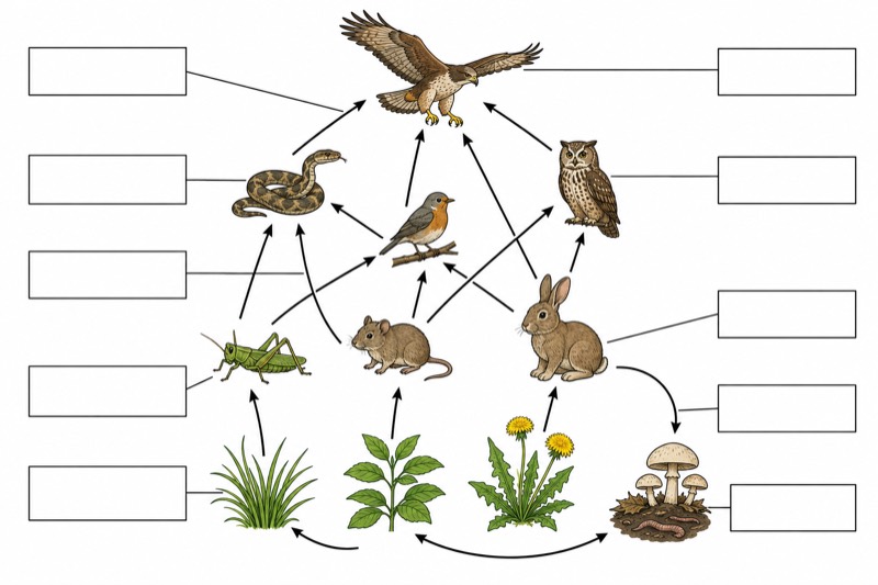 Unlabeled Food Web Diagram (Blank Worksheet)