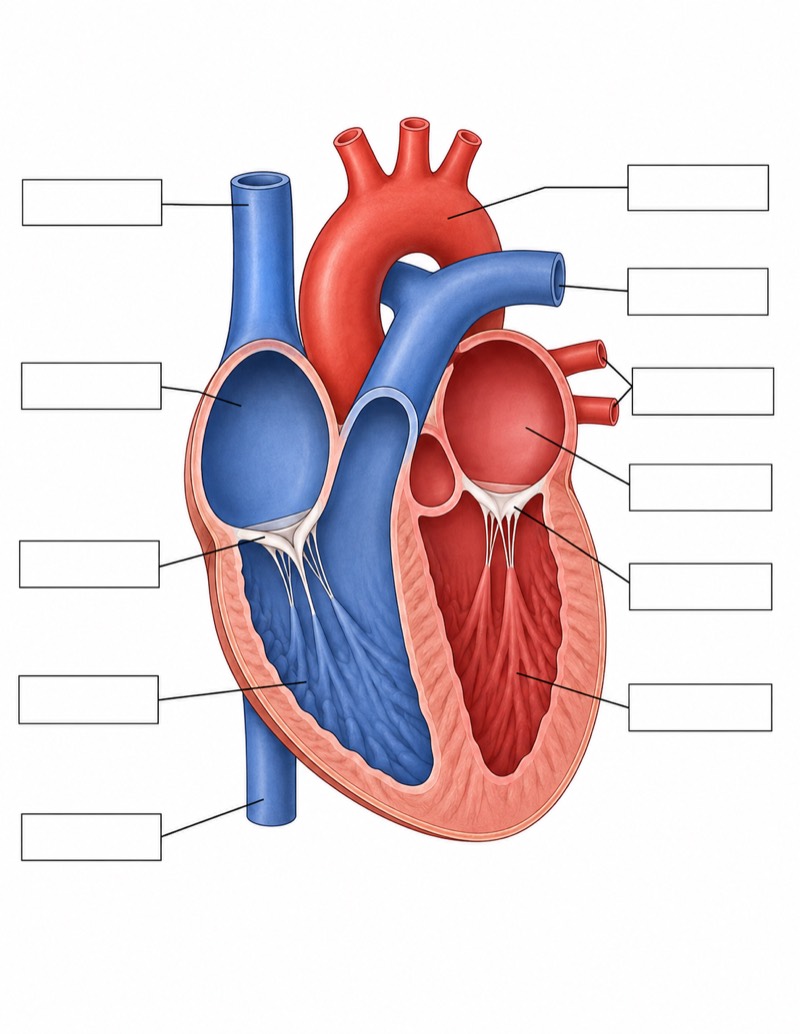Unlabeled Heart Diagram (Blank Worksheet)