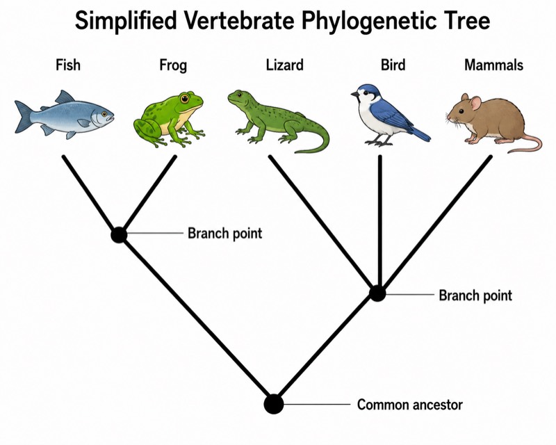 Simple Phylogenetic Tree for Middle School